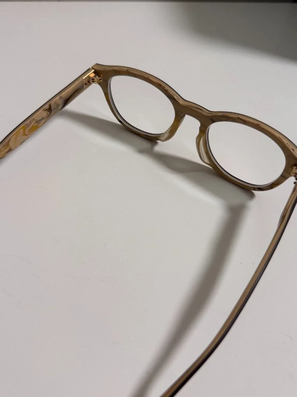Two-Tone Faux Wood Plastic Eyeglass Frame | Buyer Replaces Prescription Lenses
